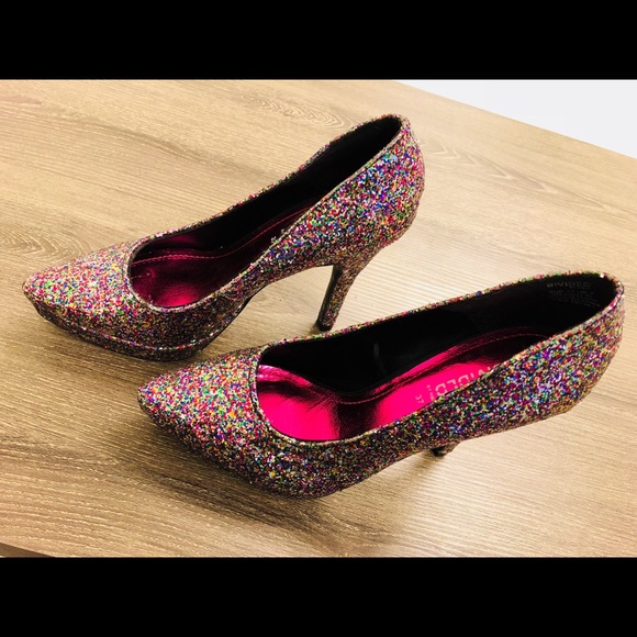 H&M Divided Multi Glitter Platform Pumps Heels - Picture 2 of 8